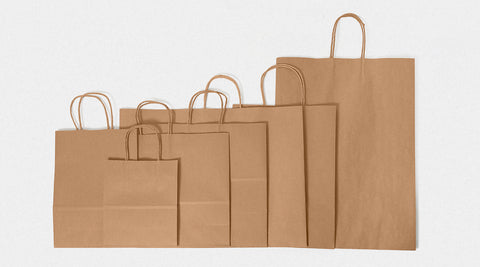 different sizes of brown paper bags