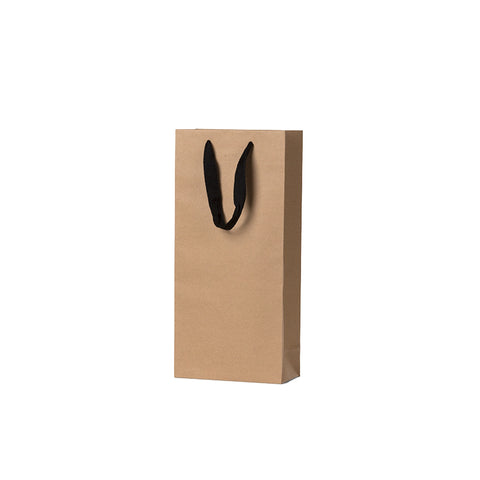 Brown Deluxe Double Wine Bag - Rope Handles