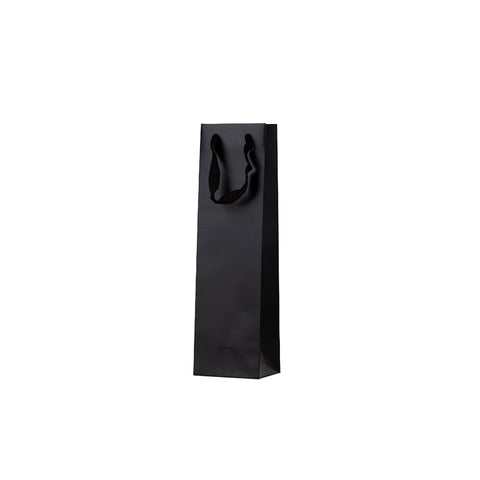 Black Single Wine Bag - Ribbon Handles