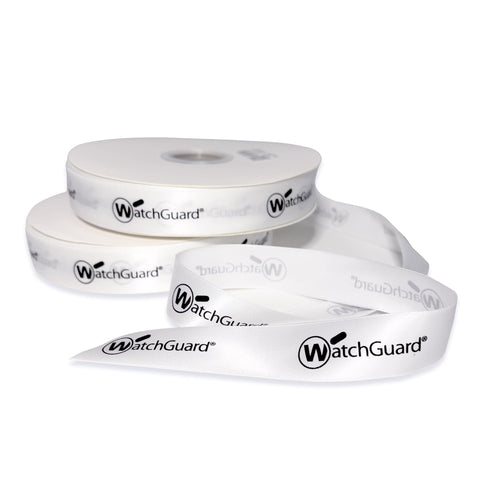 Custom White Satin Ribbon Printed Full Colour Brand/Logo